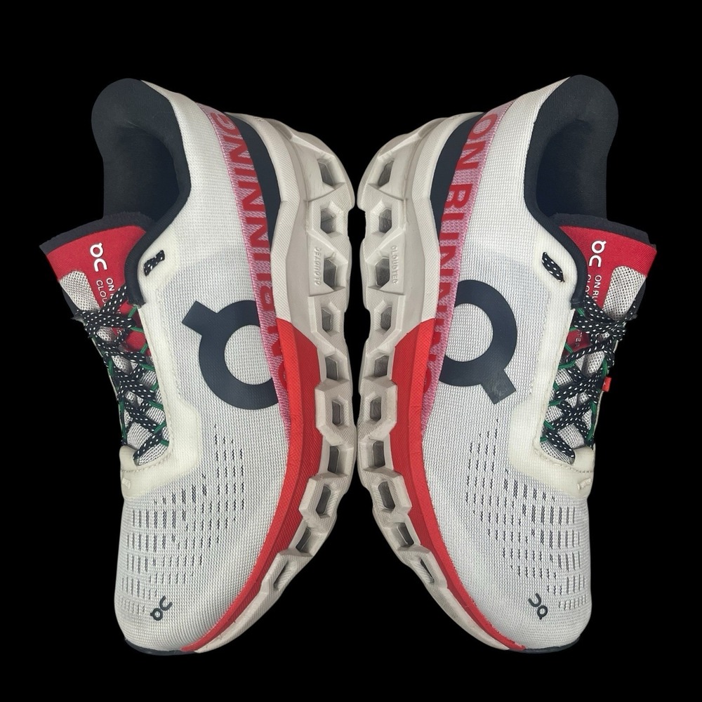 On Cloudmonster 2  Running Shoes Sneakers Womens 6.5 Ivory/Silver/Red Sports - Picture 5 of 8